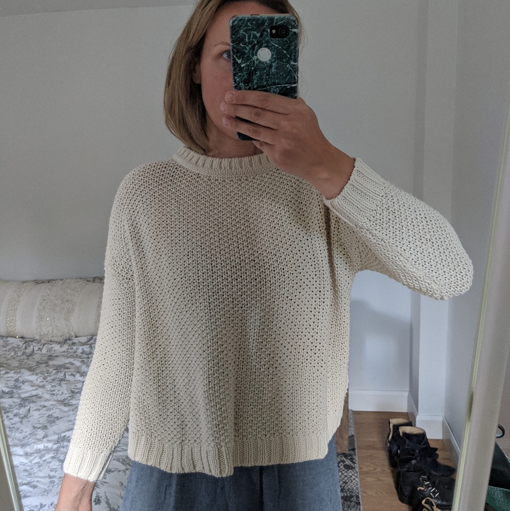Mango Chunky Crop Beige Creamy Sweater Top